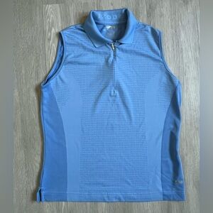 Izod Quarter Zip Blue Sleeveless Polo